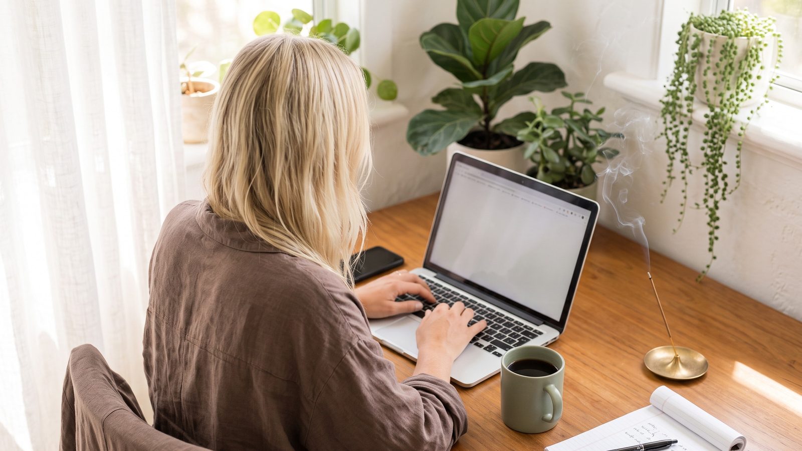 Marnie working remotely at a desk